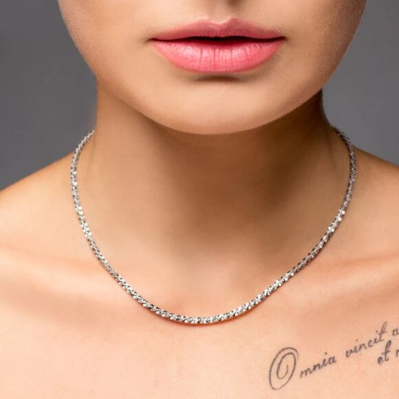 STERLING SILVER RHODIUM FINISH BUTTERFLY LINK NECKLACE IN 2.5MM (GAUGE 050). - Picture 2 of 6